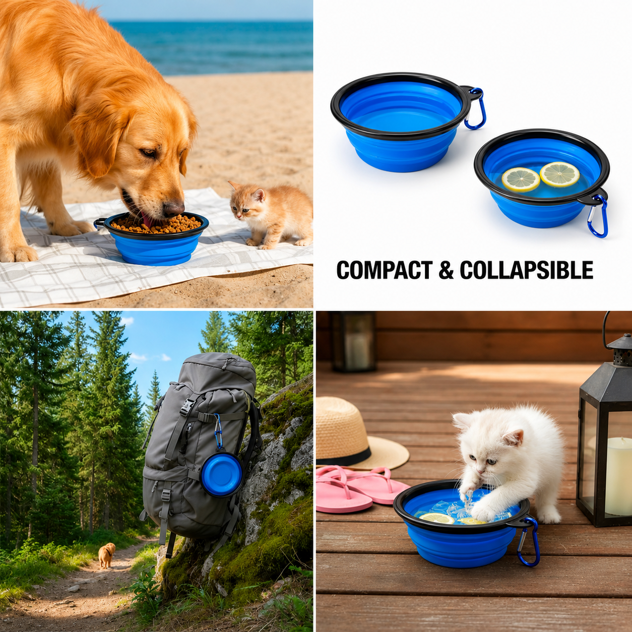 Foldable Portable Pet Food & Water Bowl
