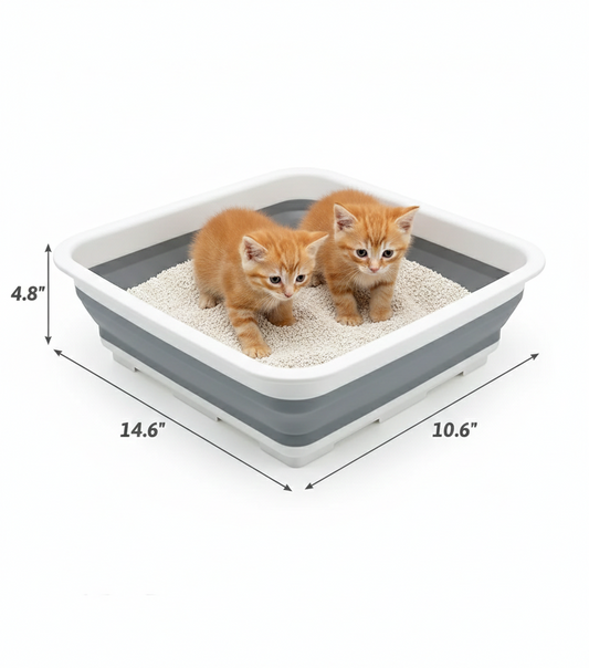 Pawsitively Yours Foldable Cat Litter Tray for Kittens | Portable & Easy-Clean Litter Box