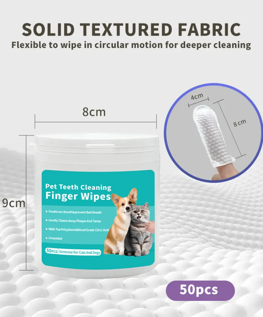 Pet Teeth Cleaning Finger Wipes for Dogs & Cats | Gentle Oral Care